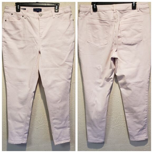 Talbots Jeans Womens 14W Pink Stretch  Simply Flattering 5-Pocket Boyfriend - Picture 1 of 7